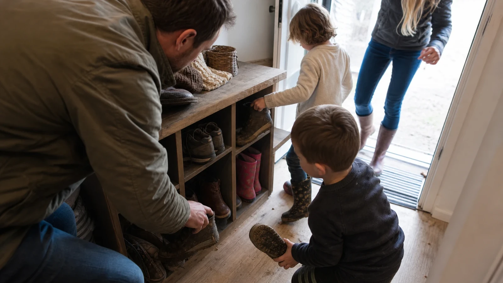 Photographie éditoriale — Optimiser le rangement d’une entrée familiale